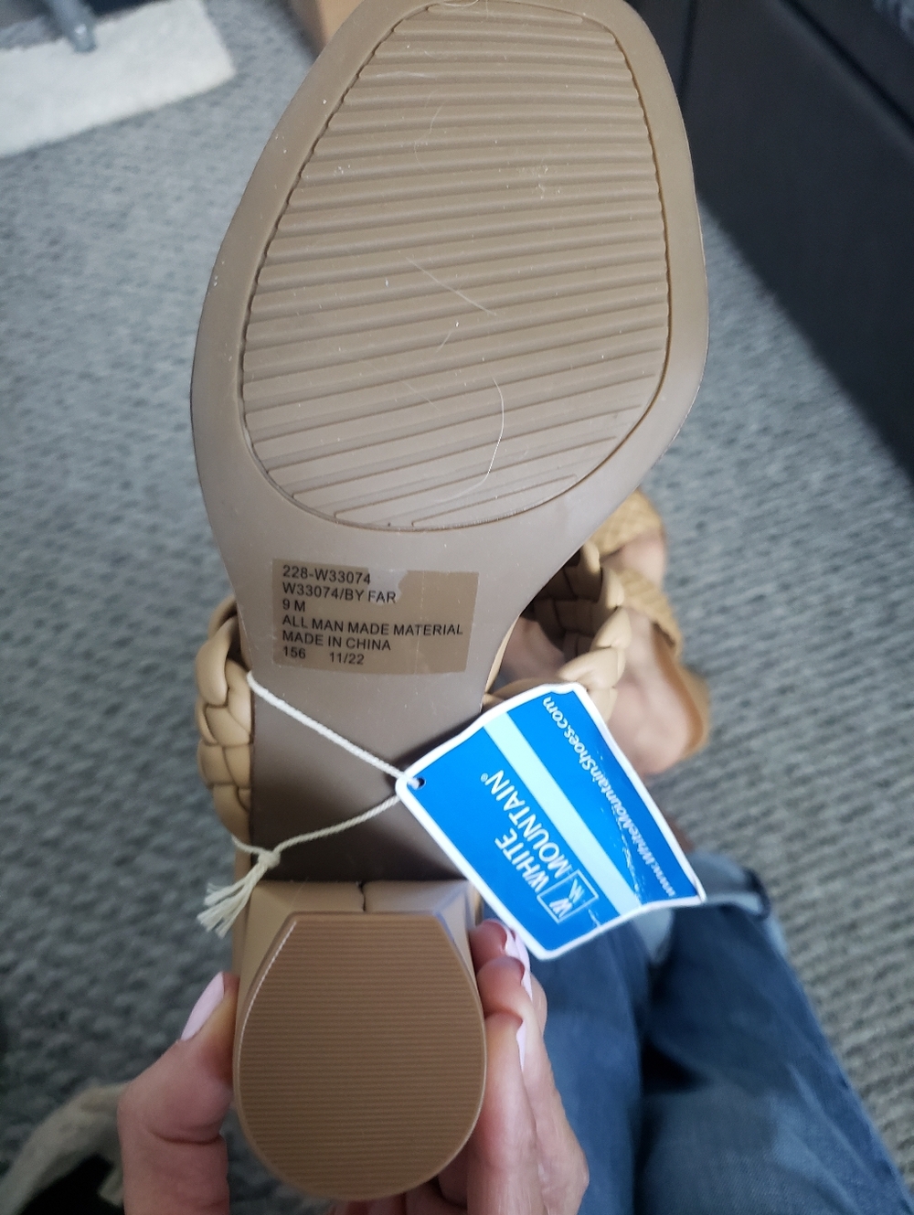 White Mountain Tan Braided Block Heel Mules - Picture 4 of 6